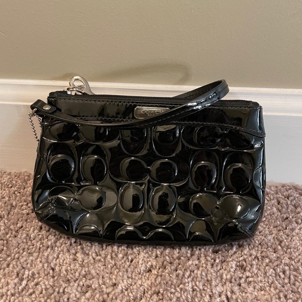 Coach Black Patent Leather Wristlet